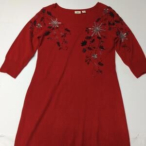 Cato Red Cardigan Sweater Medium Size Long Holiday